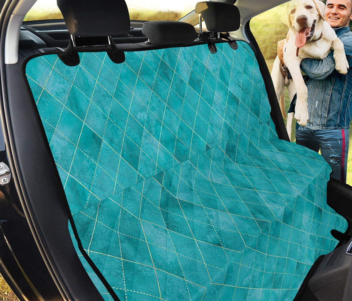 Turquoise Argyle Pattern Print Pet Car Back Seat Cover