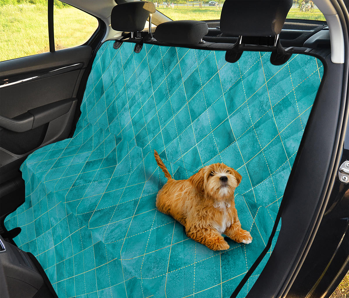 Turquoise Argyle Pattern Print Pet Car Back Seat Cover