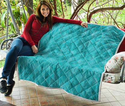 Turquoise Argyle Pattern Print Quilt