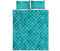Turquoise Argyle Pattern Print Quilt Bed Set