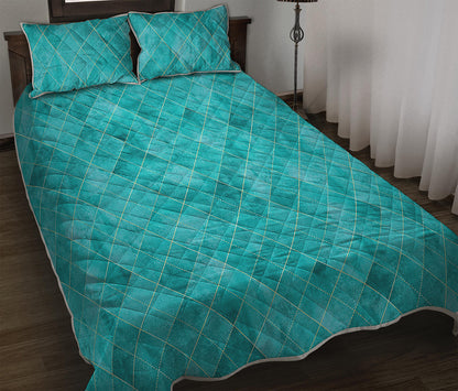 Turquoise Argyle Pattern Print Quilt Bed Set
