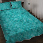 Turquoise Argyle Pattern Print Quilt Bed Set