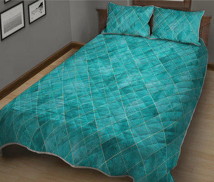 Turquoise Argyle Pattern Print Quilt Bed Set