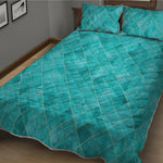 Turquoise Argyle Pattern Print Quilt Bed Set