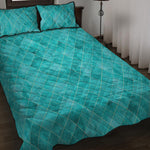 Turquoise Argyle Pattern Print Quilt Bed Set