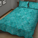 Turquoise Argyle Pattern Print Quilt Bed Set