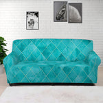 Turquoise Argyle Pattern Print Sofa Cover