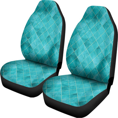 Turquoise Argyle Pattern Print Universal Fit Car Seat Covers