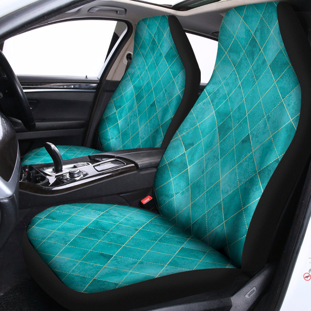 Turquoise Argyle Pattern Print Universal Fit Car Seat Covers