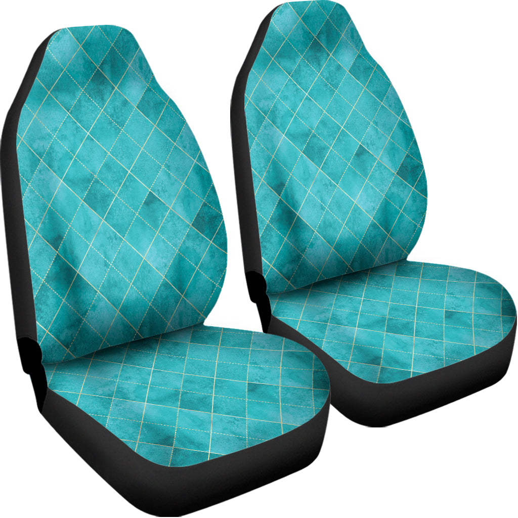 Turquoise Argyle Pattern Print Universal Fit Car Seat Covers