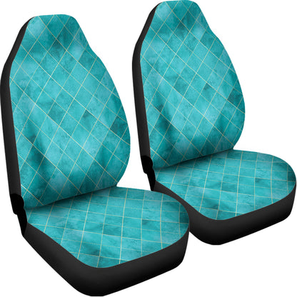 Turquoise Argyle Pattern Print Universal Fit Car Seat Covers