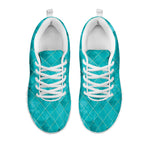 Turquoise Argyle Pattern Print White Sneakers