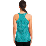 Turquoise Argyle Pattern Print Women's Racerback Tank Top