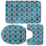 Turquoise Aztec Geometric Pattern Print 3 Piece Bath Mat Set