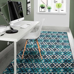 Turquoise Aztec Geometric Pattern Print Area Rug