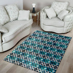 Turquoise Aztec Geometric Pattern Print Area Rug