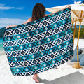 Turquoise Aztec Geometric Pattern Print Beach Sarong Wrap
