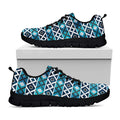 Turquoise Aztec Geometric Pattern Print Black Running Shoes