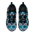 Turquoise Aztec Geometric Pattern Print Black Sneakers
