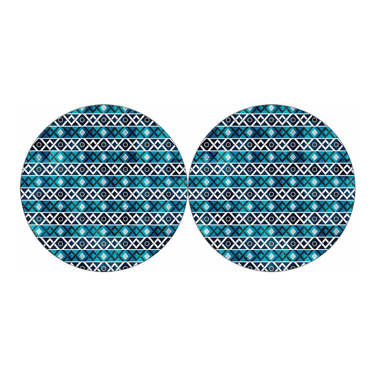 Turquoise Aztec Geometric Pattern Print Car Coasters