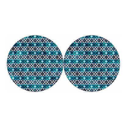 Turquoise Aztec Geometric Pattern Print Car Coasters