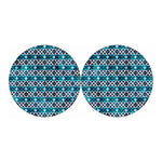 Turquoise Aztec Geometric Pattern Print Car Coasters