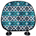 Turquoise Aztec Geometric Pattern Print Car Headrest Covers
