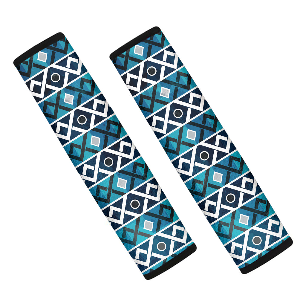 Turquoise Aztec Geometric Pattern Print Car Seat Belt Covers