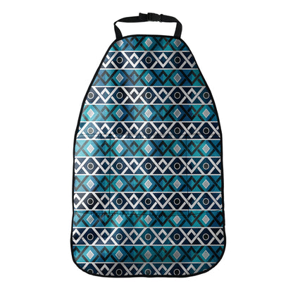 Turquoise Aztec Geometric Pattern Print Car Seat Organizers