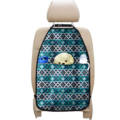Turquoise Aztec Geometric Pattern Print Car Seat Organizers