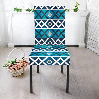 Turquoise Aztec Geometric Pattern Print Dining Chair Slipcover