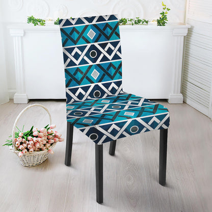 Turquoise Aztec Geometric Pattern Print Dining Chair Slipcover