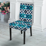 Turquoise Aztec Geometric Pattern Print Dining Chair Slipcover
