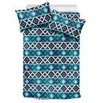 Turquoise Aztec Geometric Pattern Print Duvet Cover Bedding Set