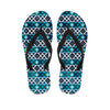 Turquoise Aztec Geometric Pattern Print Flip Flops