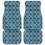 Turquoise Aztec Geometric Pattern Print Front and Back Car Floor Mats