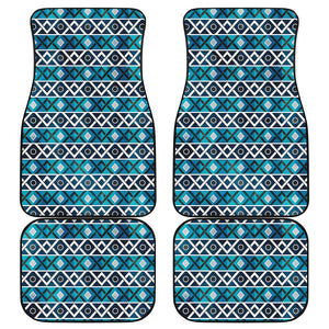 Turquoise Aztec Geometric Pattern Print Front and Back Car Floor Mats