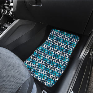 Turquoise Aztec Geometric Pattern Print Front and Back Car Floor Mats