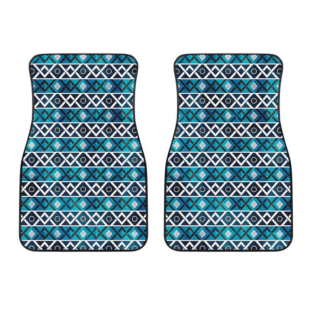 Turquoise Aztec Geometric Pattern Print Front Car Floor Mats