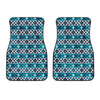 Turquoise Aztec Geometric Pattern Print Front Car Floor Mats