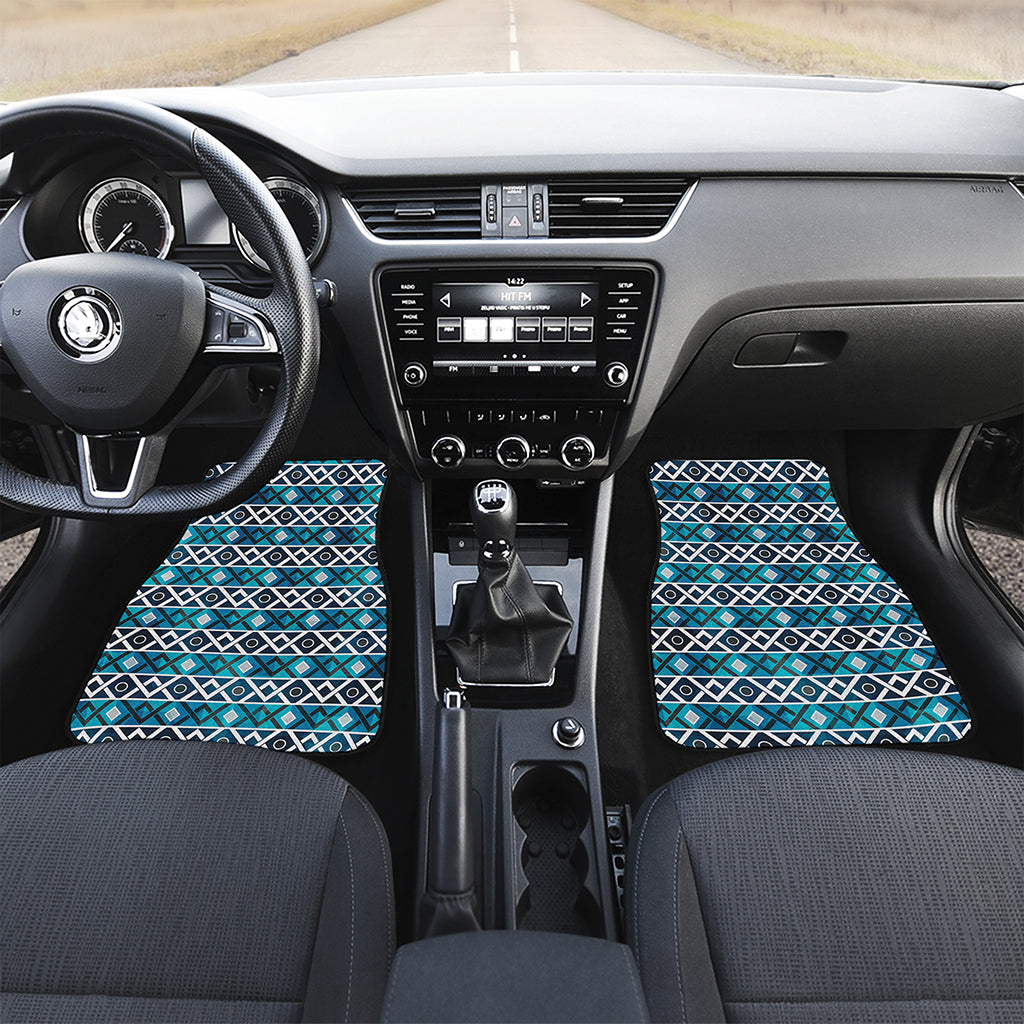 Turquoise Aztec Geometric Pattern Print Front Car Floor Mats