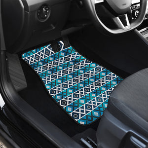 Turquoise Aztec Geometric Pattern Print Front Car Floor Mats