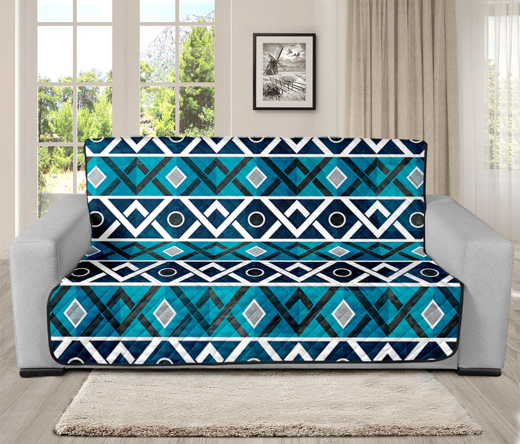 Turquoise Aztec Geometric Pattern Print Futon Protector