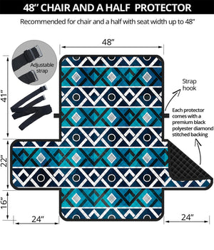 Turquoise Aztec Geometric Pattern Print Half Sofa Protector