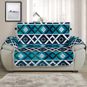 Turquoise Aztec Geometric Pattern Print Half Sofa Protector