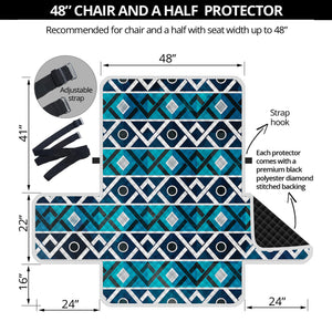 Turquoise Aztec Geometric Pattern Print Half Sofa Protector