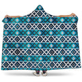 Turquoise Aztec Geometric Pattern Print Hooded Blanket