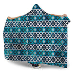 Turquoise Aztec Geometric Pattern Print Hooded Blanket
