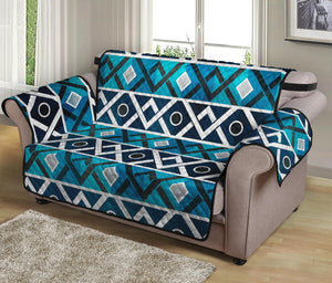 Turquoise Aztec Geometric Pattern Print Loveseat Protector