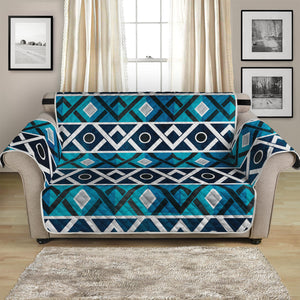 Turquoise Aztec Geometric Pattern Print Loveseat Protector